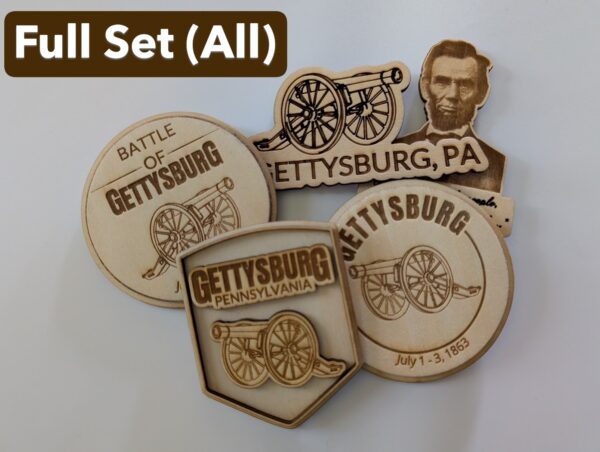Full set of five Gettysburg PA Civil War Magnet Souvenirs
