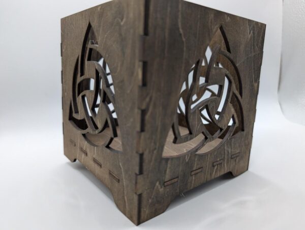 Handmade Celtic Triquetra Wood Candle Box, Dark Walnut Trinity Knot Decor, Laser Cut, Celtic Home Decoration, Gift for Her, Gift for Him - Image 3