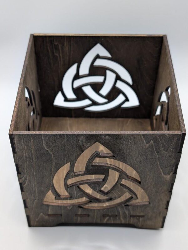 Handmade Celtic Triquetra Wood Candle Box, Dark Walnut Trinity Knot Decor, Laser Cut, Celtic Home Decoration, Gift for Her, Gift for Him - Image 4
